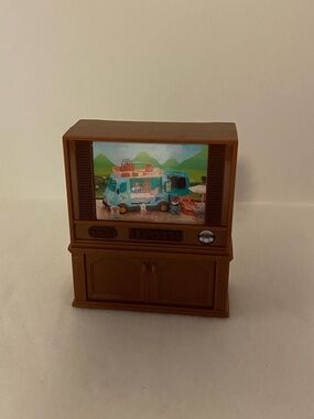 Retro TV Cabinet  in Brown with Colorful Screen